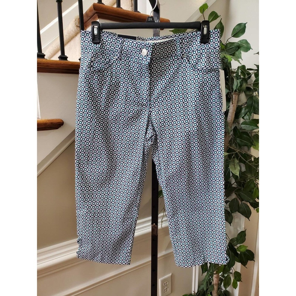 Verve Blues Women Blue Rayon Button Mid Rise Comfort Waist Casual Crop Pant 12